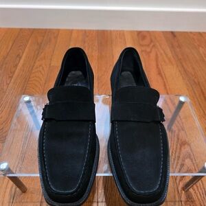 Tod’s Black Suede Loafer with Sleek Side Buckle Size 8